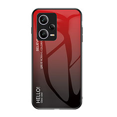 Coque Rebord Contour Silicone et Vitre Miroir Housse Etui Degrade Arc en Ciel LS1 pour Xiaomi Redmi Note 12 Pro 5G Rouge