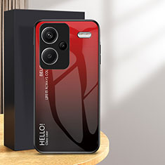 Coque Rebord Contour Silicone et Vitre Miroir Housse Etui Degrade Arc en Ciel LS1 pour Xiaomi Redmi Note 13 Pro+ Plus 5G Rouge