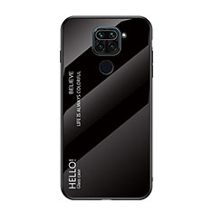 Coque Rebord Contour Silicone et Vitre Miroir Housse Etui Degrade Arc en Ciel LS1 pour Xiaomi Redmi Note 9 Noir
