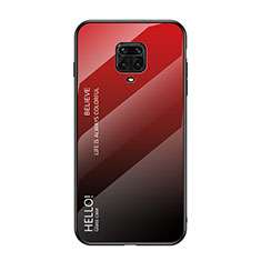 Coque Rebord Contour Silicone et Vitre Miroir Housse Etui Degrade Arc en Ciel LS1 pour Xiaomi Redmi Note 9 Pro Rouge