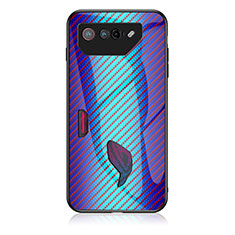 Coque Rebord Contour Silicone et Vitre Miroir Housse Etui Degrade Arc en Ciel LS2 pour Asus ROG Phone 7 Pro Bleu