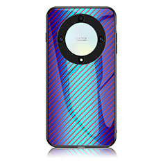 Coque Rebord Contour Silicone et Vitre Miroir Housse Etui Degrade Arc en Ciel LS2 pour Huawei Honor Magic5 Lite 5G Bleu