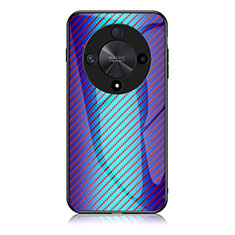 Coque Rebord Contour Silicone et Vitre Miroir Housse Etui Degrade Arc en Ciel LS2 pour Huawei Honor Magic6 Lite 5G Bleu