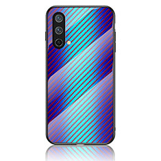 Coque Rebord Contour Silicone et Vitre Miroir Housse Etui Degrade Arc en Ciel LS2 pour OnePlus Nord CE 5G Bleu