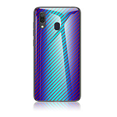 Coque Rebord Contour Silicone et Vitre Miroir Housse Etui Degrade Arc en Ciel LS2 pour Samsung Galaxy M10S Bleu