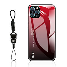Coque Rebord Contour Silicone et Vitre Miroir Housse Etui Degrade Arc en Ciel M01 pour Apple iPhone 13 Pro Rouge