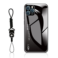 Coque Rebord Contour Silicone et Vitre Miroir Housse Etui Degrade Arc en Ciel M01 pour Apple iPhone 14 Pro Max Noir