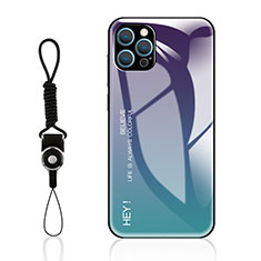 Coque Rebord Contour Silicone et Vitre Miroir Housse Etui Degrade Arc en Ciel M01 pour Apple iPhone 14 Pro Violet
