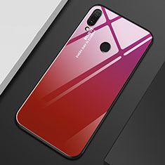 Coque Rebord Contour Silicone et Vitre Miroir Housse Etui Degrade Arc en Ciel M01 pour Huawei Enjoy 9 Plus Rouge