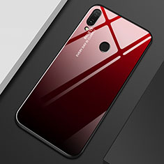 Coque Rebord Contour Silicone et Vitre Miroir Housse Etui Degrade Arc en Ciel M01 pour Huawei Enjoy 9 Plus Rouge et Noir