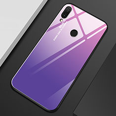 Coque Rebord Contour Silicone et Vitre Miroir Housse Etui Degrade Arc en Ciel M01 pour Huawei Enjoy 9 Plus Violet