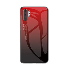 Coque Rebord Contour Silicone et Vitre Miroir Housse Etui Degrade Arc en Ciel M01 pour Samsung Galaxy Note 10 Plus 5G Rouge