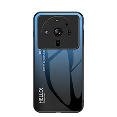 Coque Rebord Contour Silicone et Vitre Miroir Housse Etui Degrade Arc en Ciel M01 pour Xiaomi Mi 12 Ultra 5G Bleu