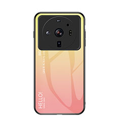 Coque Rebord Contour Silicone et Vitre Miroir Housse Etui Degrade Arc en Ciel M01 pour Xiaomi Mi 12 Ultra 5G Orange