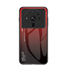 Coque Rebord Contour Silicone et Vitre Miroir Housse Etui Degrade Arc en Ciel M01 pour Xiaomi Mi 12 Ultra 5G Rouge