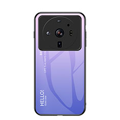 Coque Rebord Contour Silicone et Vitre Miroir Housse Etui Degrade Arc en Ciel M01 pour Xiaomi Mi 12 Ultra 5G Violet Clair
