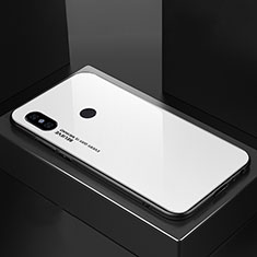 Coque Rebord Contour Silicone et Vitre Miroir Housse Etui Degrade Arc en Ciel M01 pour Xiaomi Mi 6X Blanc