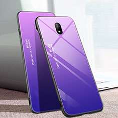 Coque Rebord Contour Silicone et Vitre Miroir Housse Etui Degrade Arc en Ciel M01 pour Xiaomi Redmi 8A Violet