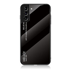 Coque Rebord Contour Silicone et Vitre Miroir Housse Etui Degrade Arc en Ciel M02 pour Samsung Galaxy S21 5G Noir