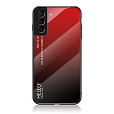 Coque Rebord Contour Silicone et Vitre Miroir Housse Etui Degrade Arc en Ciel M02 pour Samsung Galaxy S21 5G Rouge