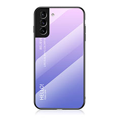 Coque Rebord Contour Silicone et Vitre Miroir Housse Etui Degrade Arc en Ciel M02 pour Samsung Galaxy S21 5G Violet Clair