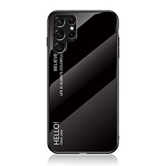 Coque Rebord Contour Silicone et Vitre Miroir Housse Etui Degrade Arc en Ciel M02 pour Samsung Galaxy S21 Ultra 5G Noir