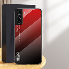Coque Rebord Contour Silicone et Vitre Miroir Housse Etui Degrade Arc en Ciel M02 pour Samsung Galaxy S24 5G Rouge