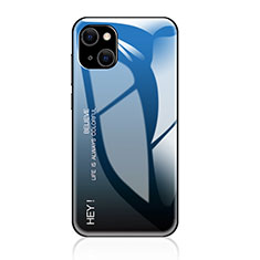 Coque Rebord Contour Silicone et Vitre Miroir Housse Etui Degrade Arc en Ciel pour Apple iPhone 13 Bleu