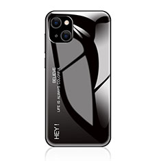 Coque Rebord Contour Silicone et Vitre Miroir Housse Etui Degrade Arc en Ciel pour Apple iPhone 13 Mini Noir