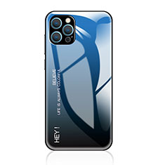 Coque Rebord Contour Silicone et Vitre Miroir Housse Etui Degrade Arc en Ciel pour Apple iPhone 13 Pro Bleu