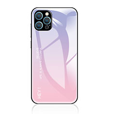 Coque Rebord Contour Silicone et Vitre Miroir Housse Etui Degrade Arc en Ciel pour Apple iPhone 13 Pro Rose