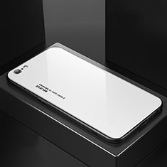Coque Rebord Contour Silicone et Vitre Miroir Housse Etui Degrade Arc en Ciel pour Apple iPhone 6 Blanc