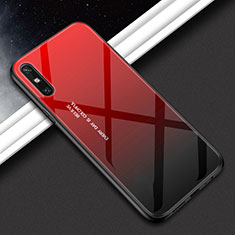 Coque Rebord Contour Silicone et Vitre Miroir Housse Etui Degrade Arc en Ciel pour Huawei Enjoy 10e Rouge