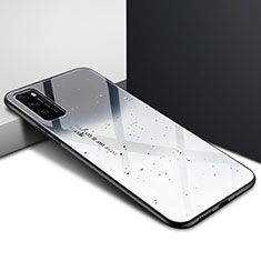 Coque Rebord Contour Silicone et Vitre Miroir Housse Etui Degrade Arc en Ciel pour Huawei Enjoy 20 Pro 5G Gris