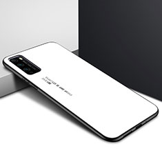 Coque Rebord Contour Silicone et Vitre Miroir Housse Etui Degrade Arc en Ciel pour Huawei Enjoy Z 5G Blanc