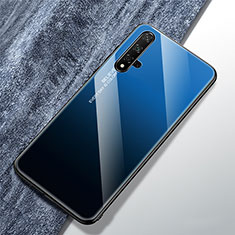 Coque Rebord Contour Silicone et Vitre Miroir Housse Etui Degrade Arc en Ciel pour Huawei Honor 20 Bleu