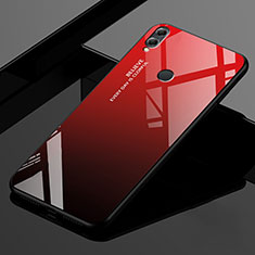 Coque Rebord Contour Silicone et Vitre Miroir Housse Etui Degrade Arc en Ciel pour Huawei Honor 8X Max Rouge