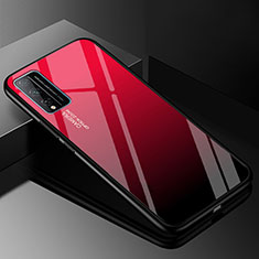 Coque Rebord Contour Silicone et Vitre Miroir Housse Etui Degrade Arc en Ciel pour Huawei Honor Play4T Pro Rouge et Noir