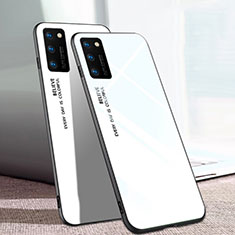 Coque Rebord Contour Silicone et Vitre Miroir Housse Etui Degrade Arc en Ciel pour Huawei Honor V30 5G Blanc