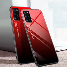 Coque Rebord Contour Silicone et Vitre Miroir Housse Etui Degrade Arc en Ciel pour Huawei Honor V30 5G Rouge