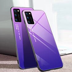 Coque Rebord Contour Silicone et Vitre Miroir Housse Etui Degrade Arc en Ciel pour Huawei Honor V30 Pro 5G Violet