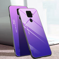 Coque Rebord Contour Silicone et Vitre Miroir Housse Etui Degrade Arc en Ciel pour Huawei Mate 30 Lite Violet