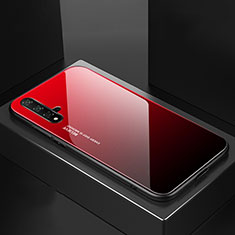 Coque Rebord Contour Silicone et Vitre Miroir Housse Etui Degrade Arc en Ciel pour Huawei Nova 5 Rouge