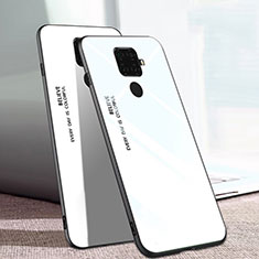 Coque Rebord Contour Silicone et Vitre Miroir Housse Etui Degrade Arc en Ciel pour Huawei Nova 5i Pro Blanc