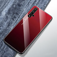 Coque Rebord Contour Silicone et Vitre Miroir Housse Etui Degrade Arc en Ciel pour Huawei Nova 5T Rouge