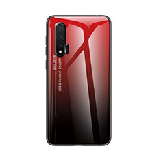 Coque Rebord Contour Silicone et Vitre Miroir Housse Etui Degrade Arc en Ciel pour Huawei Nova 6 Rouge