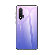 Coque Rebord Contour Silicone et Vitre Miroir Housse Etui Degrade Arc en Ciel pour Huawei Nova 6 Violet