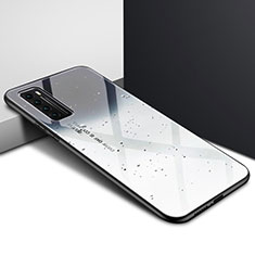 Coque Rebord Contour Silicone et Vitre Miroir Housse Etui Degrade Arc en Ciel pour Huawei Nova 7 5G Gris