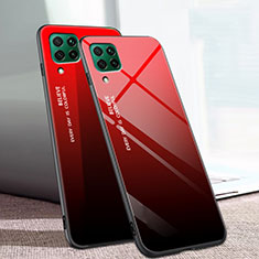 Coque Rebord Contour Silicone et Vitre Miroir Housse Etui Degrade Arc en Ciel pour Huawei Nova 7i Rouge