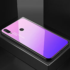 Coque Rebord Contour Silicone et Vitre Miroir Housse Etui Degrade Arc en Ciel pour Huawei P20 Lite Violet